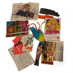 Vintage Barbie The Rockers 2 Shirts 2 Hairpieces Microphone Heels Brush Ephemera